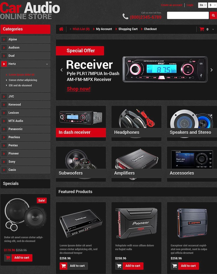 Quality Ecommerce Templates & Themes for Car Audio Online