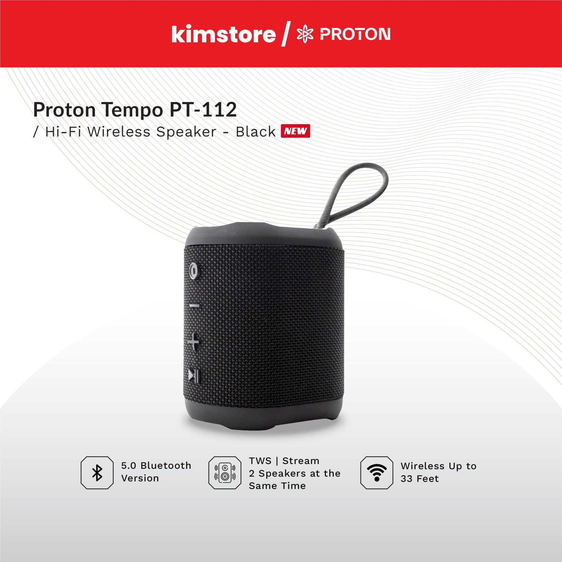 PROTON Tempo PT- Hi-Fi Wireless Speaker - Black